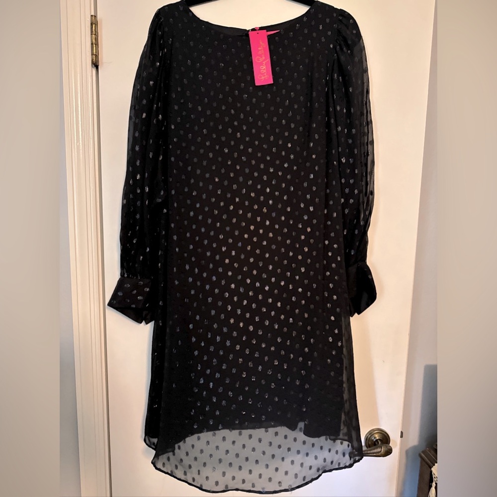 Lilly Pulitzer Maisel Silk Dress size 16 NWT Onxy Black